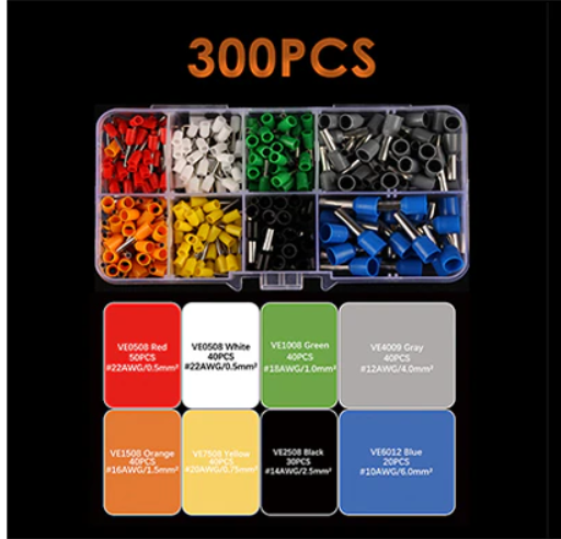 300 pcs Insulated Terminal wire connectors kit