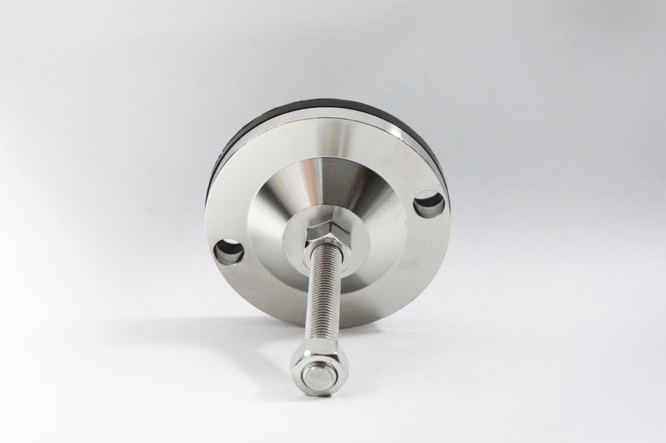 Stainless Steel Deluxe Adjustable Leveling Foot, Anti-Slip, M12 x 80 mm Thread, 100 mm Diameter Base, 2 Mounting Holes