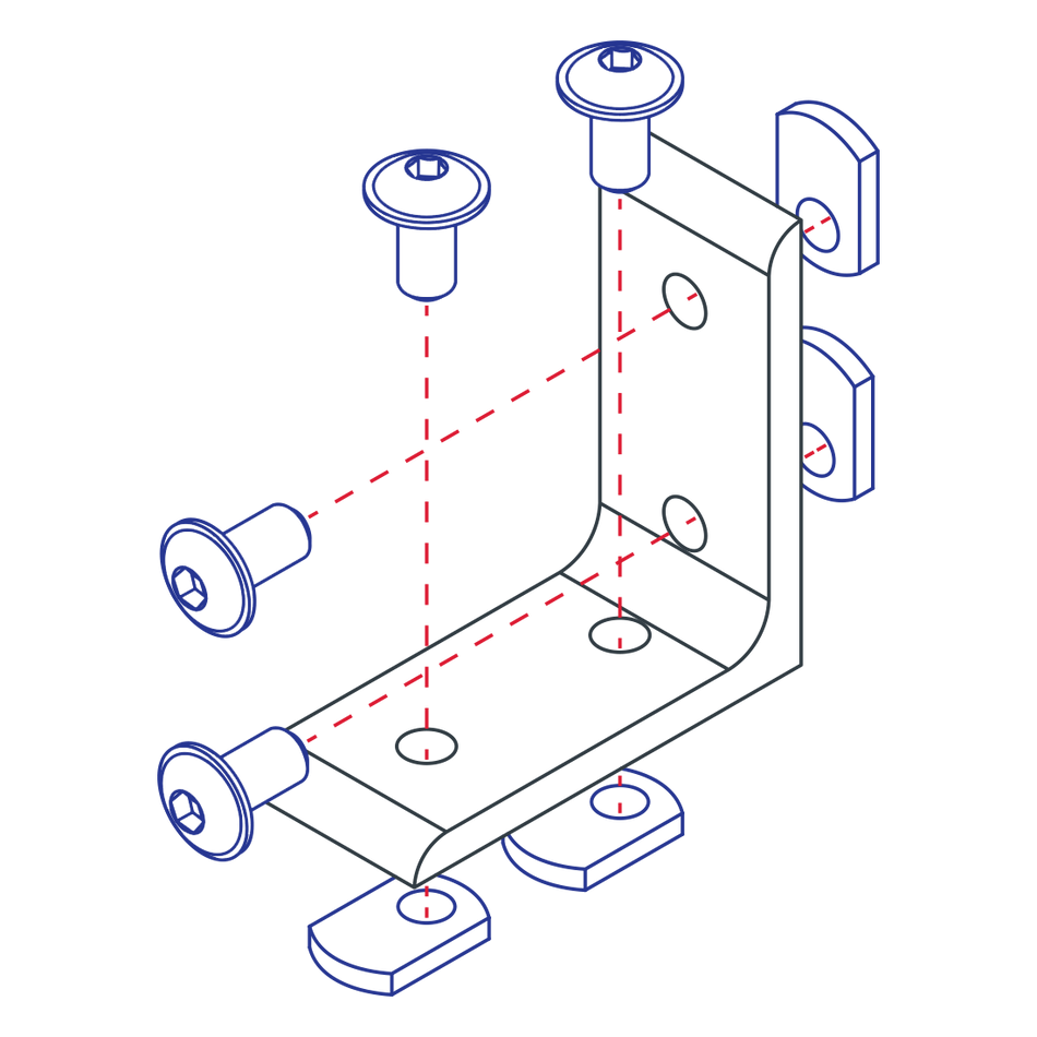 40 Series & Ready Tube 4 Holes - Tall  Corner Bracket