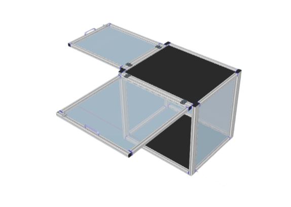 1000x1000x750mm custom enclosure with 2 sides openings