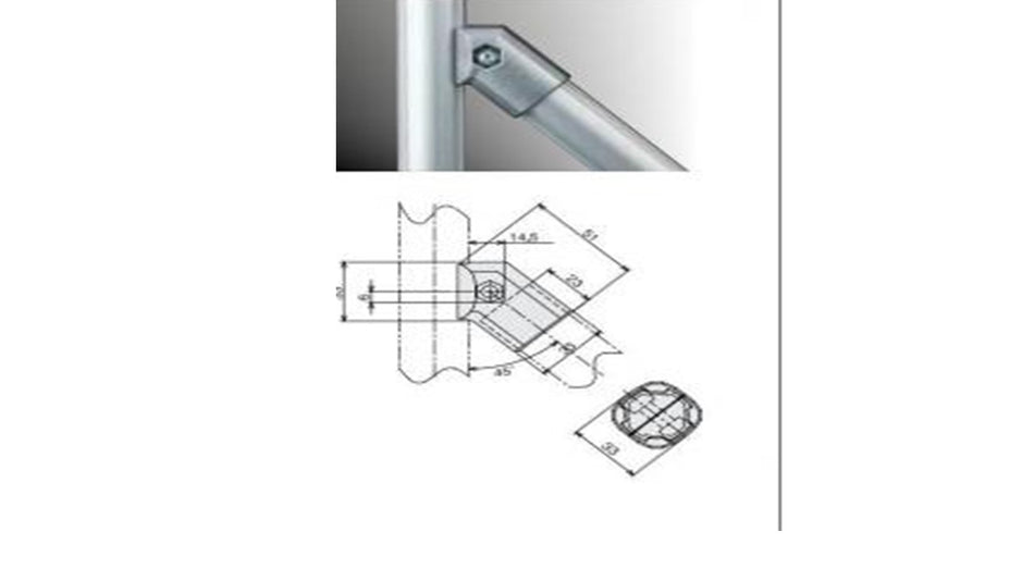 45 degree joint Lean Tube Round connector