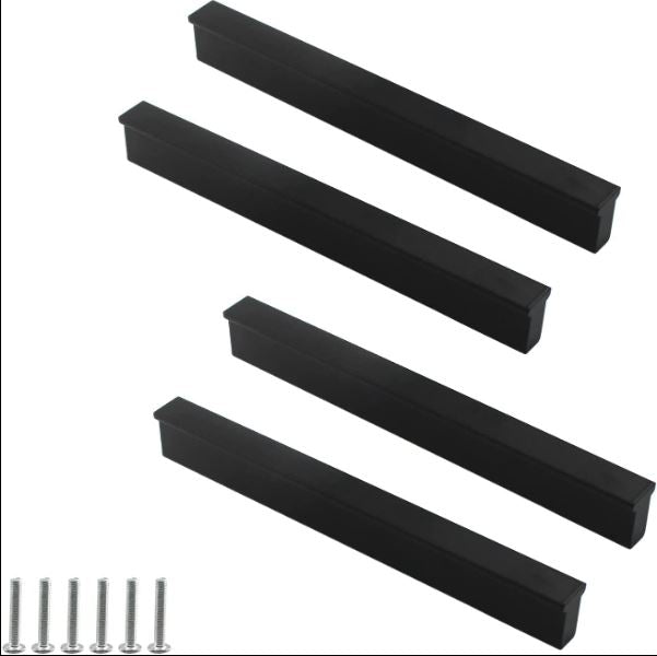 Black cupboard kitchen hardware wardrobe close pull T bar aluminium alloy cabinet drawer knob box handle 400mm length