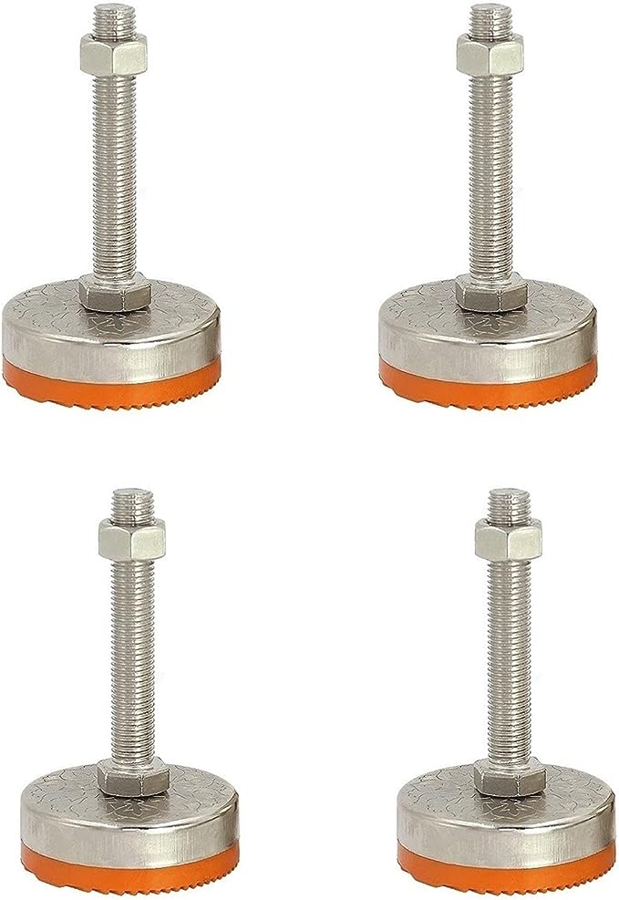 Deluxe Leveling Feet Leg Straighteners M8,  Threads are Suitable for Workbenches, Cabinets, Heavy-Duty Applications, Nylon Stainless Steel Orange Furniture Legs