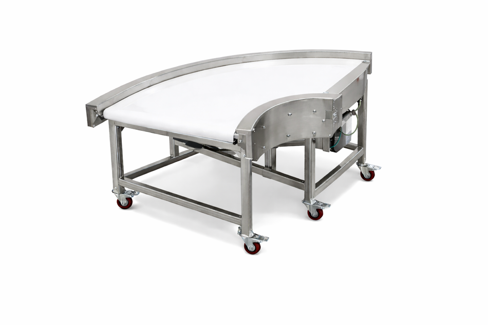 90 Degree Food-Grade Belt Conveyor – 300mm Belt Width, Stainless Steel 304