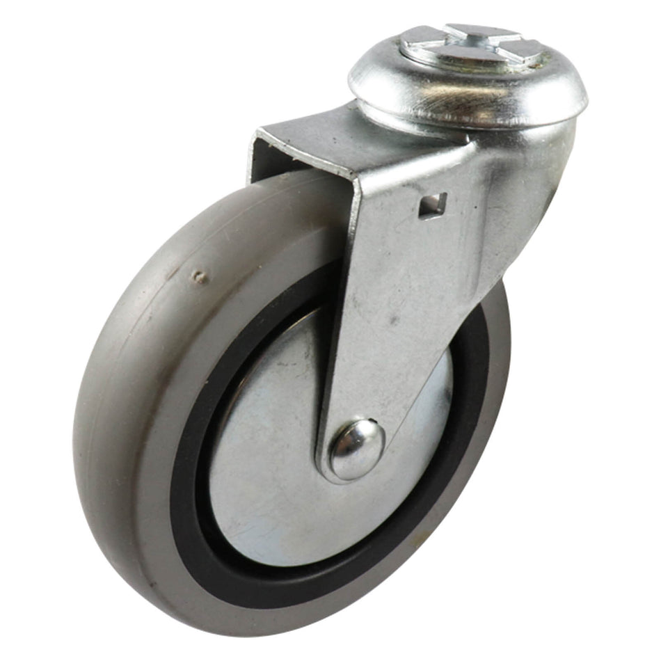 100mm Swivel Bolt Hole Castor - Rubber Wheel Grey G1 without brake