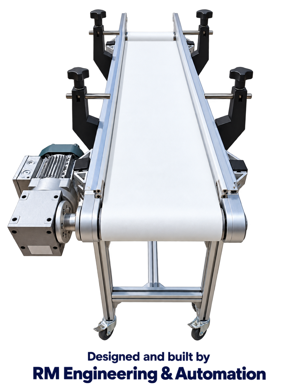 4000 × 250 mm Portable Aluminium Belt Conveyor Kit – White Food Grade PVC Belt & SEW Drive