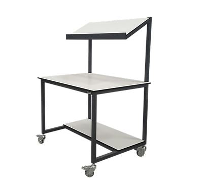 LAB – Trespa Mobile Table with Slopping Upper Shelf
