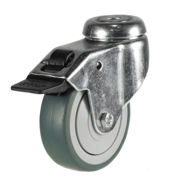 M10 Bolt Braked Castor 75mm Wheel Diameter Upto 100kg Capacity