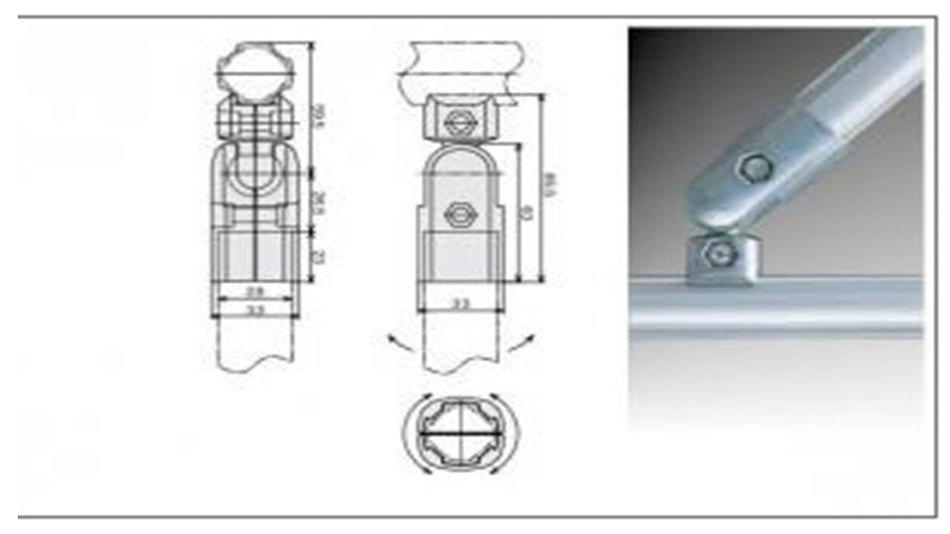 Flexible  pivot joint Lean Tube Round connector