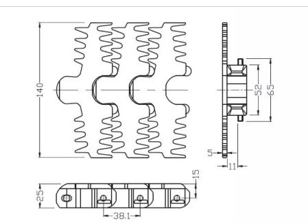 Flexible Conveyor Plate Top Chains Width 140. mm