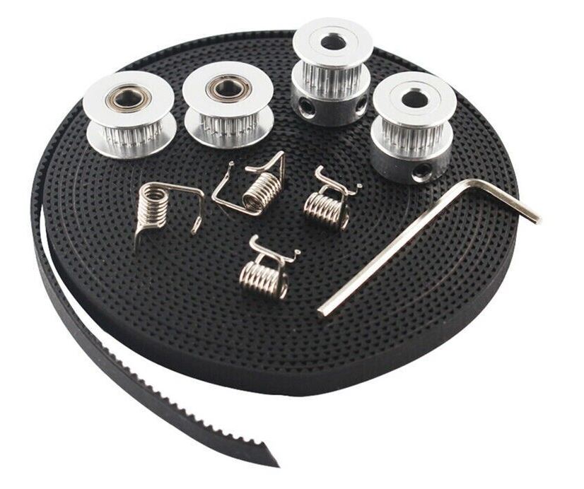 GT2 6mm Timing Belt +2pcs 20T Timing Pulley Wheel+2PCS 20T Idler Pulley Wheel + 4PCS Spring +Hex Wrench 3D Printer Parts