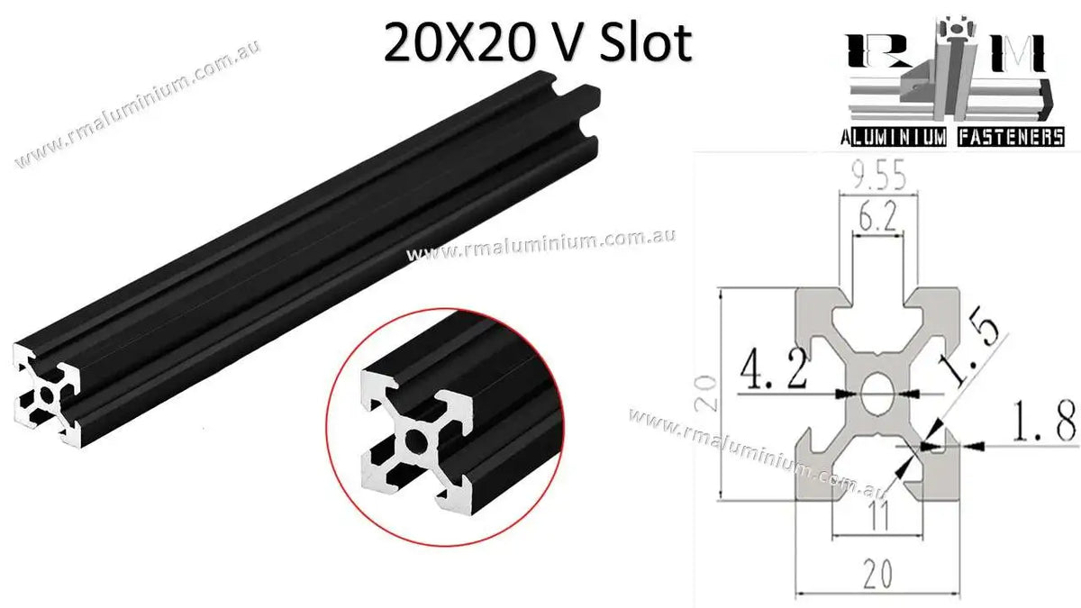 V Slots 2020 Black V-Slot Aluminium Profile (20 Series ) – RM components