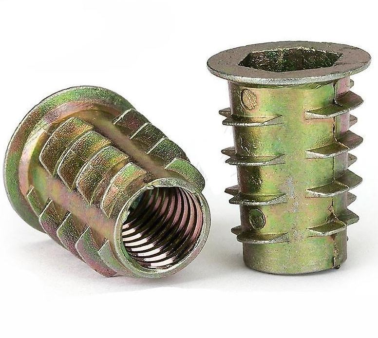 Pack of 10 pcs M6 Wood Threaded Flange Inserts