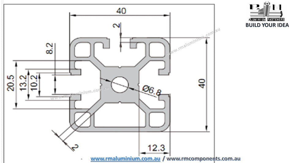 4040EE 3 slot open T slot extrusion, aluminium profile 40x40mm  (40 Series)