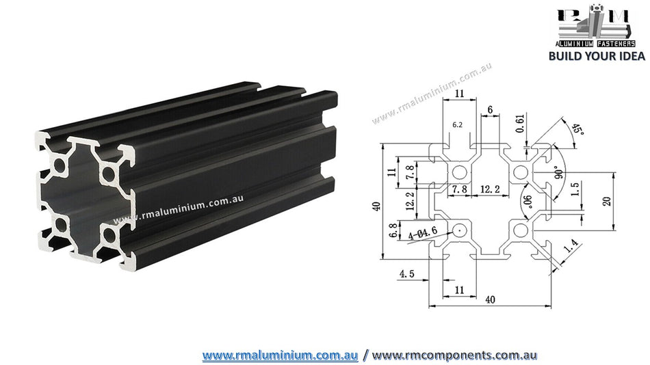 Black V-Slot 40 x 40mm (20 Series )