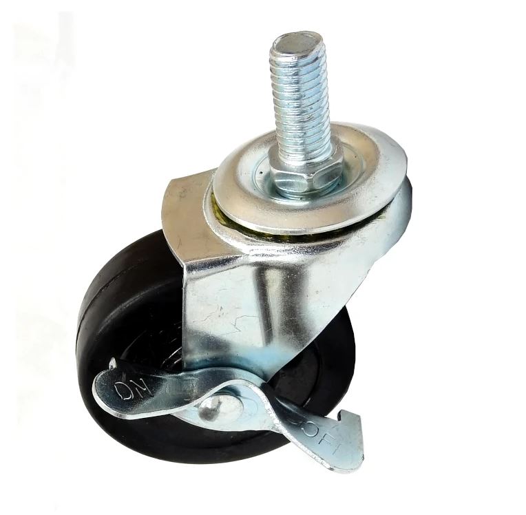 Caster Wheel – Light Duty – M8, 76.2mm (3″) with Break