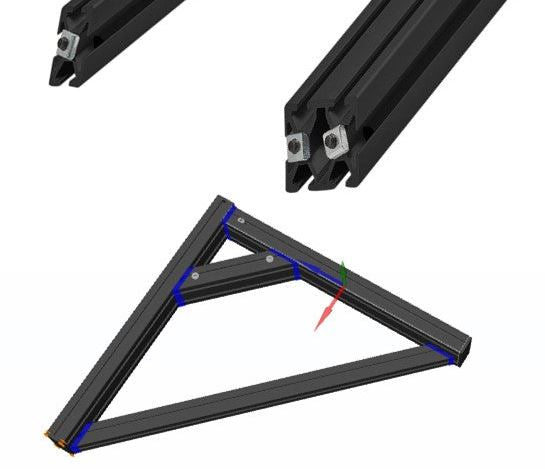 4040 Black T-slot 45 Degree Support 640 mm Long
