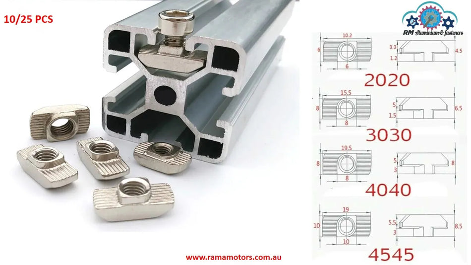 Pack of 20 PCS,M8,45 Series /10mm Slots Hammer slide Drop in T-nuts