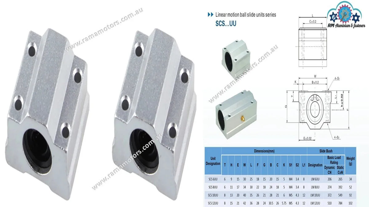 Block 10mm Linear Bearing Block – 10mm – SCS10UU – RM components
