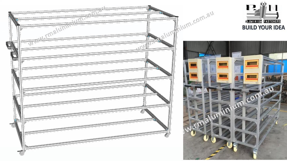 Custom designed Portable 4 levels t slots Aluminium profile trolley