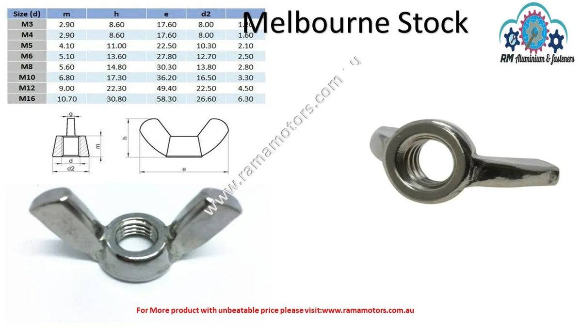 Wing Not Pack of 10 pcs Stainless steel m8 Wing Nut – RM components